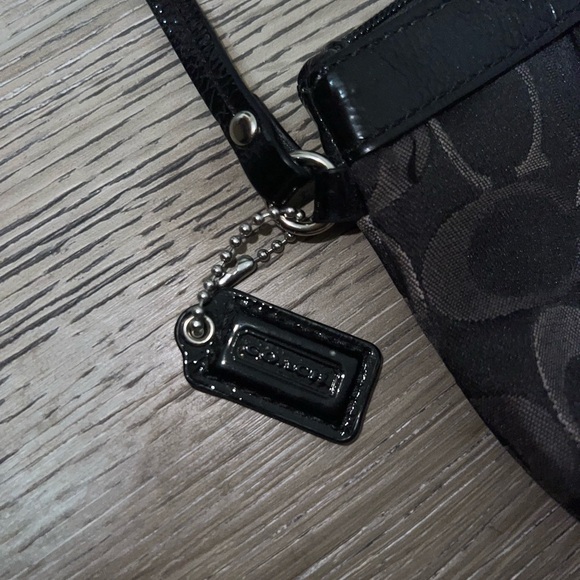 Coach Black/Silver Signature Wristlet Clutch with Strap - Picture 3 of 8